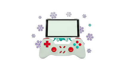 Gaming Console with Snowflakes on White Background © nisaoktariya
