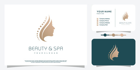 Woamn logo design with beauty and spa concept Premium Vector