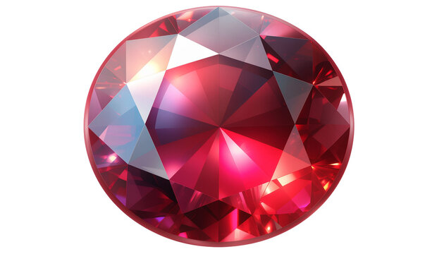 Brilliant 3D ruby gemstone vector illustration featuring a shiny beautiful shape crystal and red diamond jewel as a luxury precious stone icon for jewelry design isolated on white background