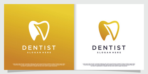 Dental logo design with creative element style Premium Vector part 6