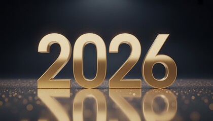 The Year 2026: A luminous image of the year 2026, rendered in gleaming gold. The numbers stand tall, exuding an aura of anticipation.