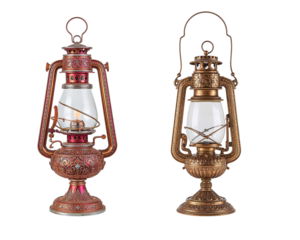 antique vintage lantern isolated on transparent background.