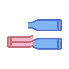 Illustration of simple bottle shapes connected for educational purposes