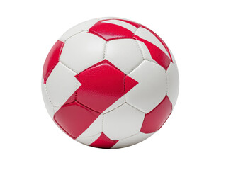Naklejka premium White and red soccer ball with geometric pattern, isolated on transparent background, showing detailed texture and modern design, perfect for sports themes and energetic concepts