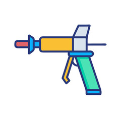 Obraz premium Colorful caulking gun in flat design style on black