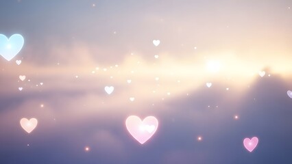 Whispers of love a dreamy heart filled sunset scene with soft focus and warm lighting effects