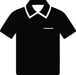 Black polo shirt with white collar isolated on white background, Timeless black polo shirt silhouette with collar 