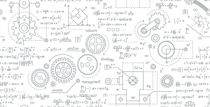 Engineering mathematical formulas on a seamless white background.