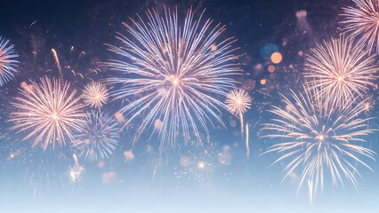 Obraz premium Vibrant fireworks display in the night sky