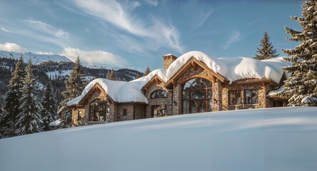 Dreamy snowy mega mansion in Utah . USA 