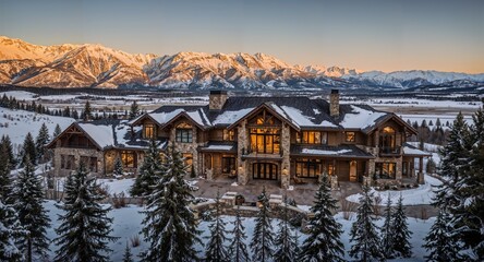 Dreamy snowy mega mansion in Utah . USA 