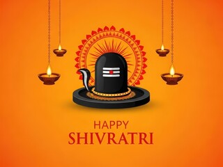 Happy shivratri celebration with lord shiva linga