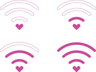 Heart Wi-Fi Signal Icons for Love and Connection
