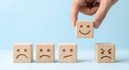 emotions, happy face, wooden blocks