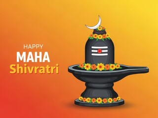 Happy maha shivratri greeting with lord shiva