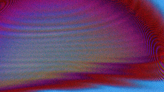 Distorted VHS signal texture with purple and red scanlines for retro synthwave aesthetic and lo-fi video effect
