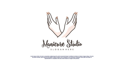 Obraz premium Nail logo concept with creative element style Premium Vector
