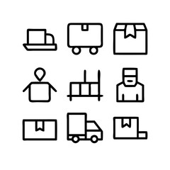 Set of simple delivery and logistics icons