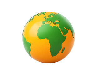 Obraz premium Globe earth planet Africa Europe green orange geography map environmental isolated 3D sphere world continents global nature education travel shiny realistic illustration environmental clean modern