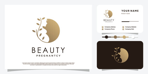Pregnant logo concept with creative element style Premium Vector