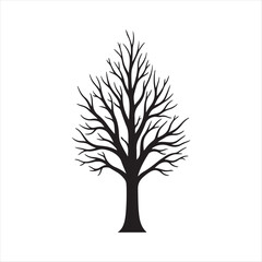 Bare tree silhouette illustration &mdash; minimal nature vector art