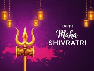 Happy maha shivratri celebration with trishul