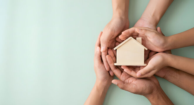 hands holding a small house model