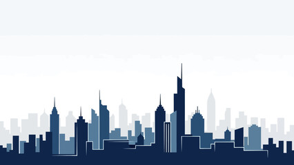 Fototapeta premium City Skyline Silhouette with Skyscrapers Illustration.