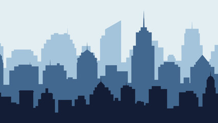 Fototapeta premium City Skyline Silhouette with Tall Buildings.