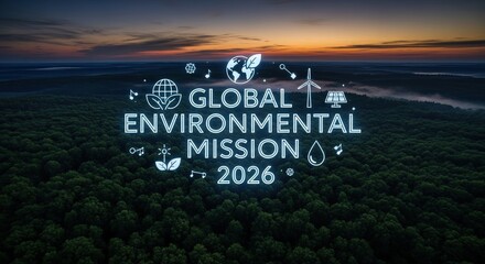 Global Environmental Mission 2026 Concept with Nature Background and Inspirational Elements