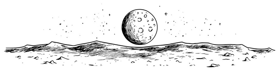 Moon Surface Landscape - Vector Space Astronomy Background © JakubVectorSketch