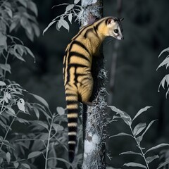 Ring-tailed cat climbing tree