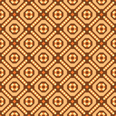 Geometric Flat Design Decorative Square Pattern in Beige and Brown Shades