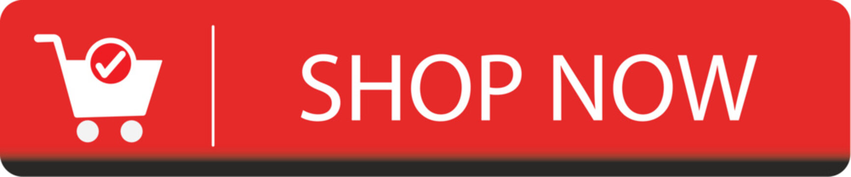 3D shop now button vector with red cart icon and white text for e-commerce UI design