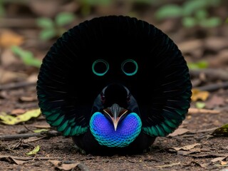 Black bird with blue chest