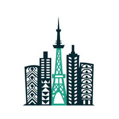 Obraz premium Tokyo Cityscape Vector Illustration with Iconic Tower and Buildings