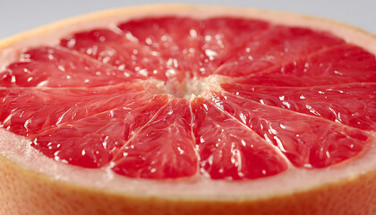 The luminous texture of a sliced grapefruit