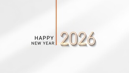 Happy new year 2026 gold text on white background