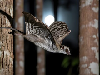 Gray flying squirrel on tree