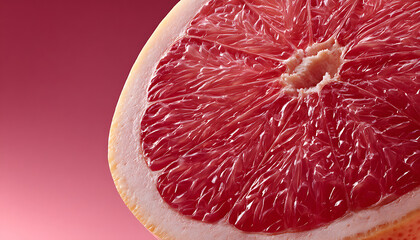 The luminous texture of a sliced grapefruit