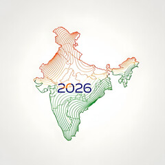 A futuristic map of india with the year 2026