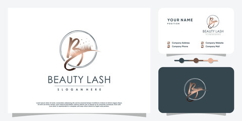 Eyelashes logo with letter B concept Premium Vector