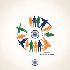 Republic day celebration with diverse group of people