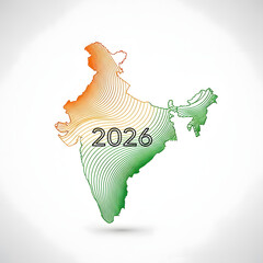 India map with 2024 overlay in orange white and green