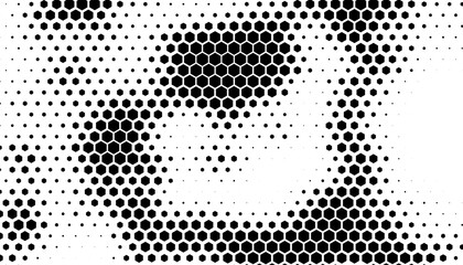 Black and white abstract geometric pattern with halftone effect for sporty background. Hexagon texture for jersey pattern. Easily resized and recoloured at your discretion. Vector Format Illustration.