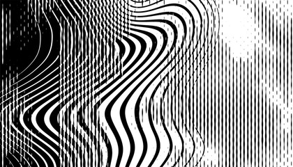 Black and white abstract and grunge pattern with dynamic effect for rough background and design element. Vector Format Illustration. 