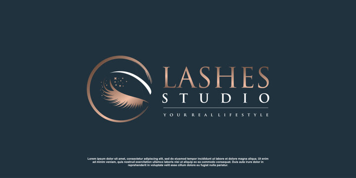 Lash logo design for beauty with creative element Premium Vector