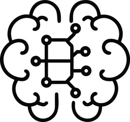 digital brain with binary code and circuit lines, ai neural network and cyber intelligence concept illustration on white background