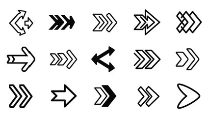 Versatile graphic arrow symbols illustrating diverse directional and flow concepts for modern design