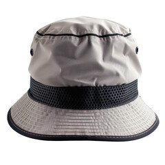 A stylish gray bucket hat with black accents